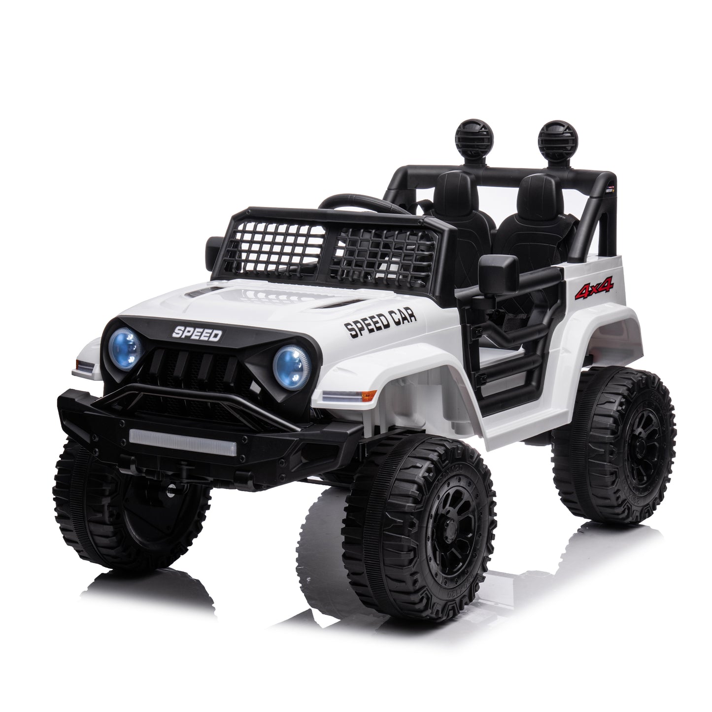 12v7A Kids Ride on Truck Car w/Parents Remote Control, 2.4G, Three-Speed Adjustable, Power Display, USB, MP3, Bluetooth, LED Light, Three-Point Safety Belt