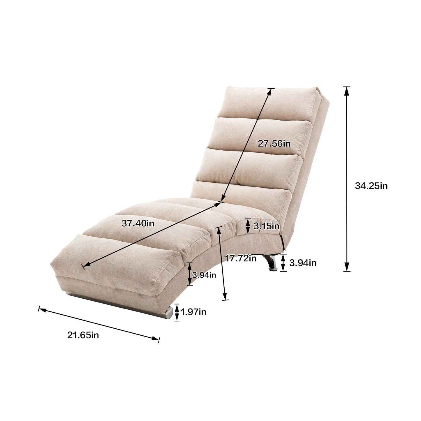 COOLMORE Linen Chaise Lounge: Modern Long Lounger for Office or Living Room - Indoor Chair with Stylish Design, Comfortable Seating, and Versatile Use - Available in Various Colors and Sizes