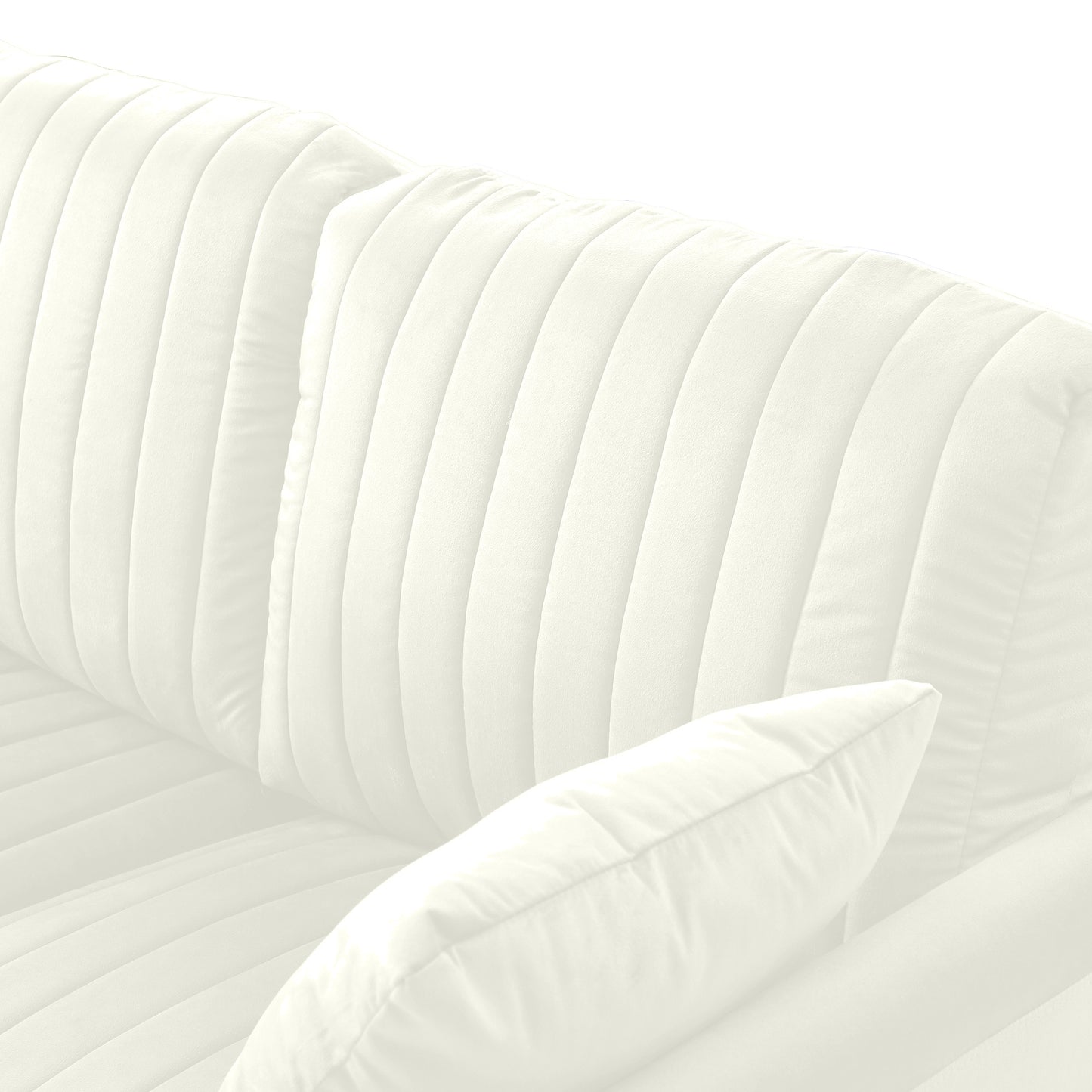 Modern Upholstered Sofa 3 Seater & 2 Seater Couches for Living Room Sectional Sofas with Throw Pillows and Gold Metal Legs, Cream Velvet