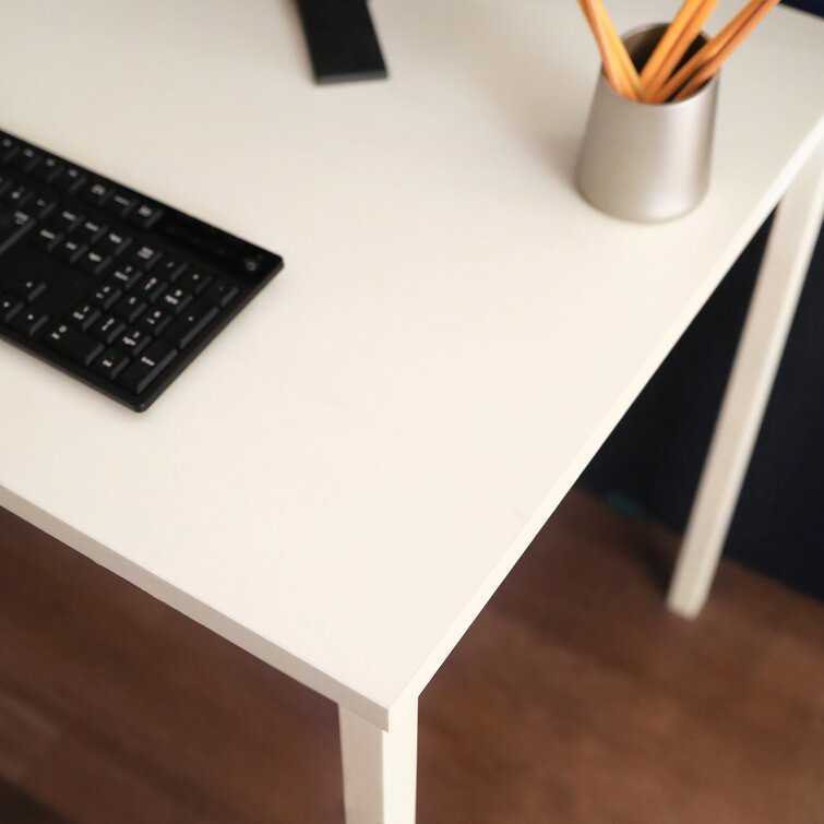 Klair Living Contemporary Wood and Metal Computer Desk in Ivory
