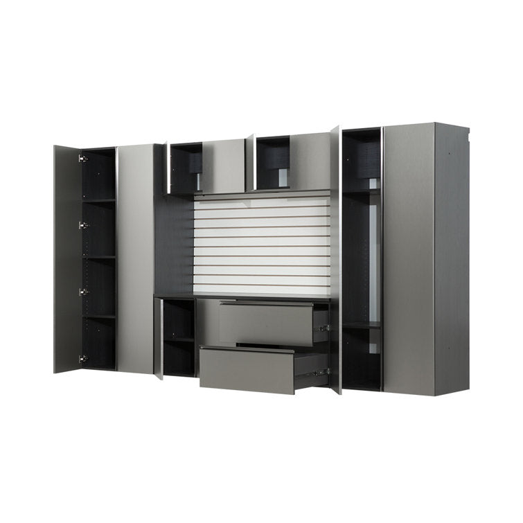 Garage TECH Series 128 in. W x 72 in. H x 20 in. D Metallic Grey Garage Cabinet Set A (7-Piece)