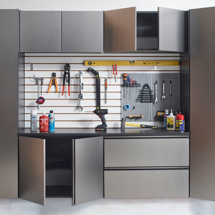 Garage TECH Series Wood Base Door Wall Mounted Garage Cabinet in Metallic Gray