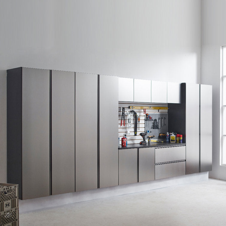 Garage TECH Series Wood Base Door Wall Mounted Garage Cabinet in Metallic Gray