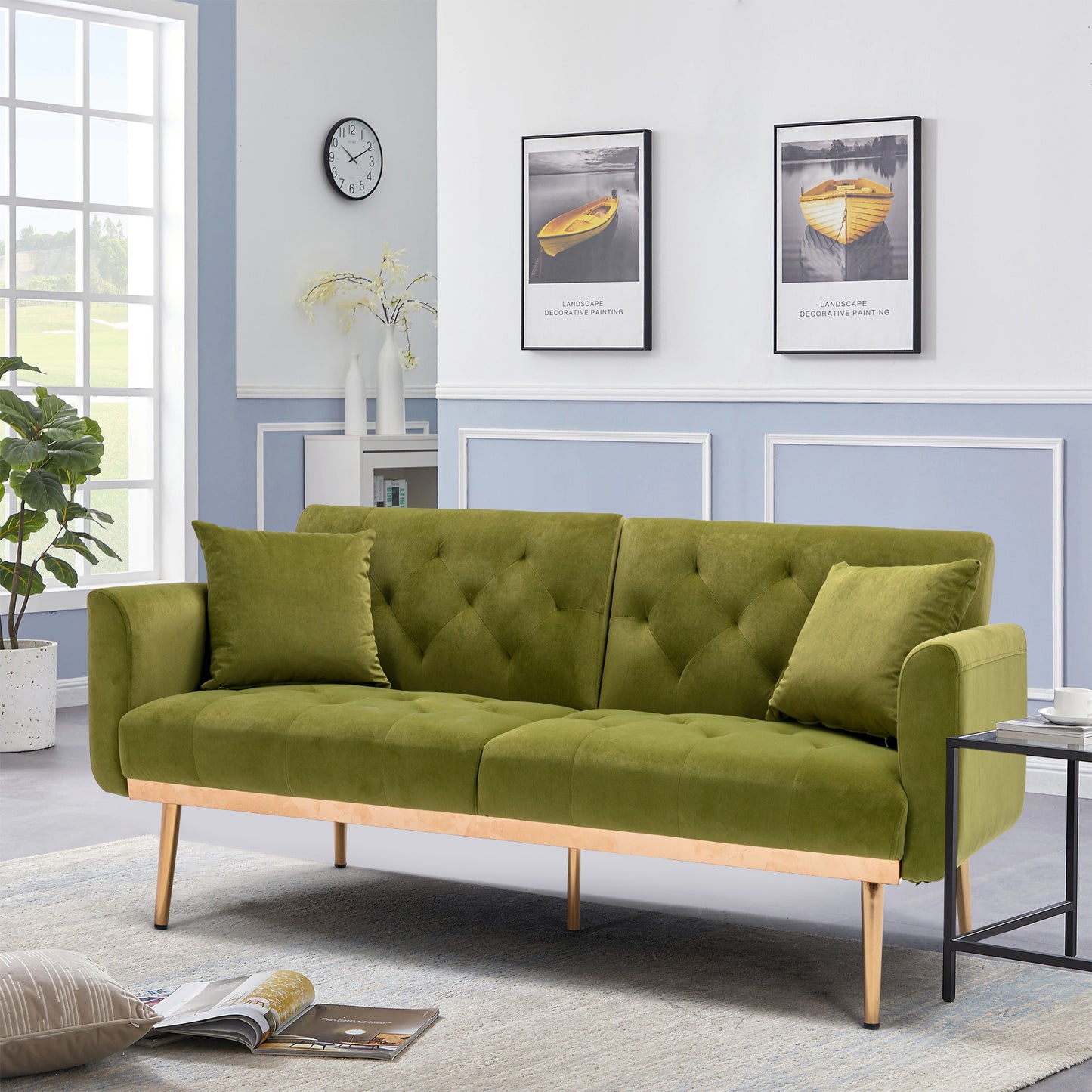 COOLMORE Velvet Accent Sofa with Rose Gold Metal Feet - Loveseat Size in Stunning Color Options