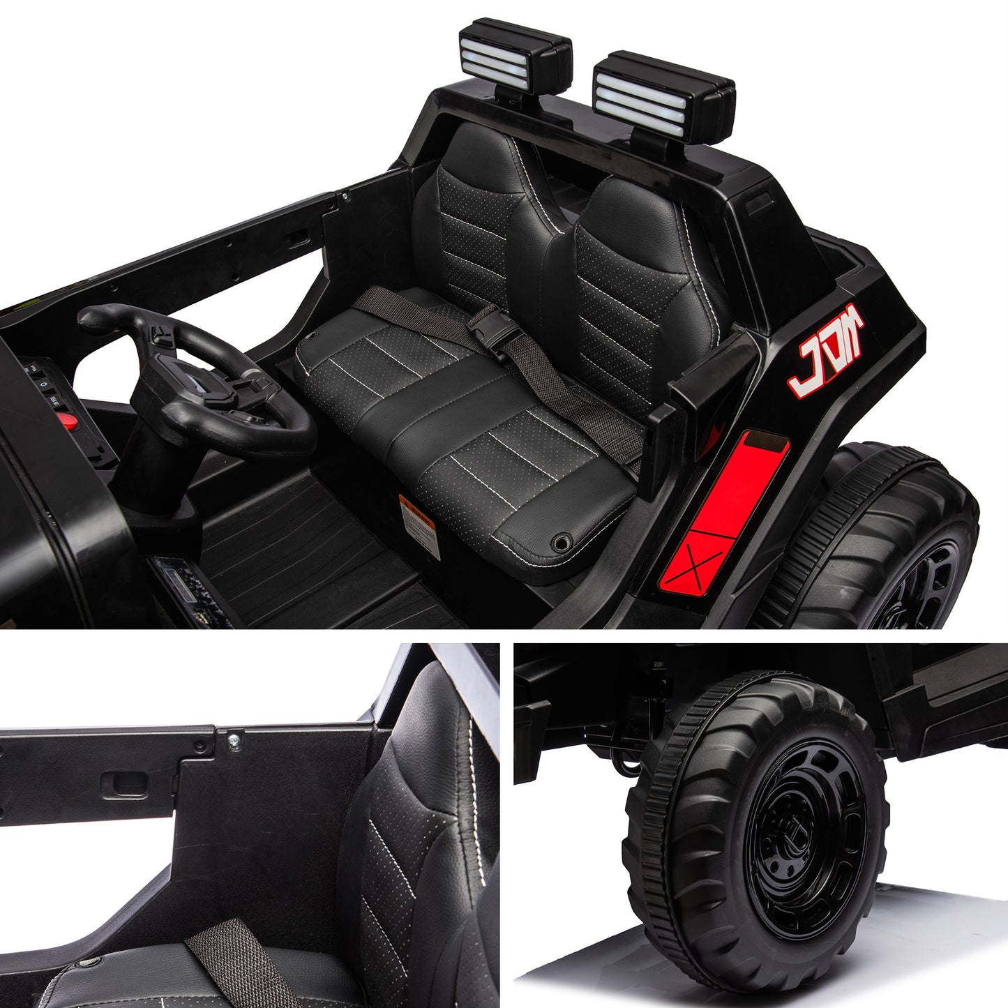24V7A 200W*2 Super Power Leather Seat Four-Wheel Shock Absorber with High & Low Speed USB Bluetooth Music Kids Ride-On Car: Electric Car for Children
