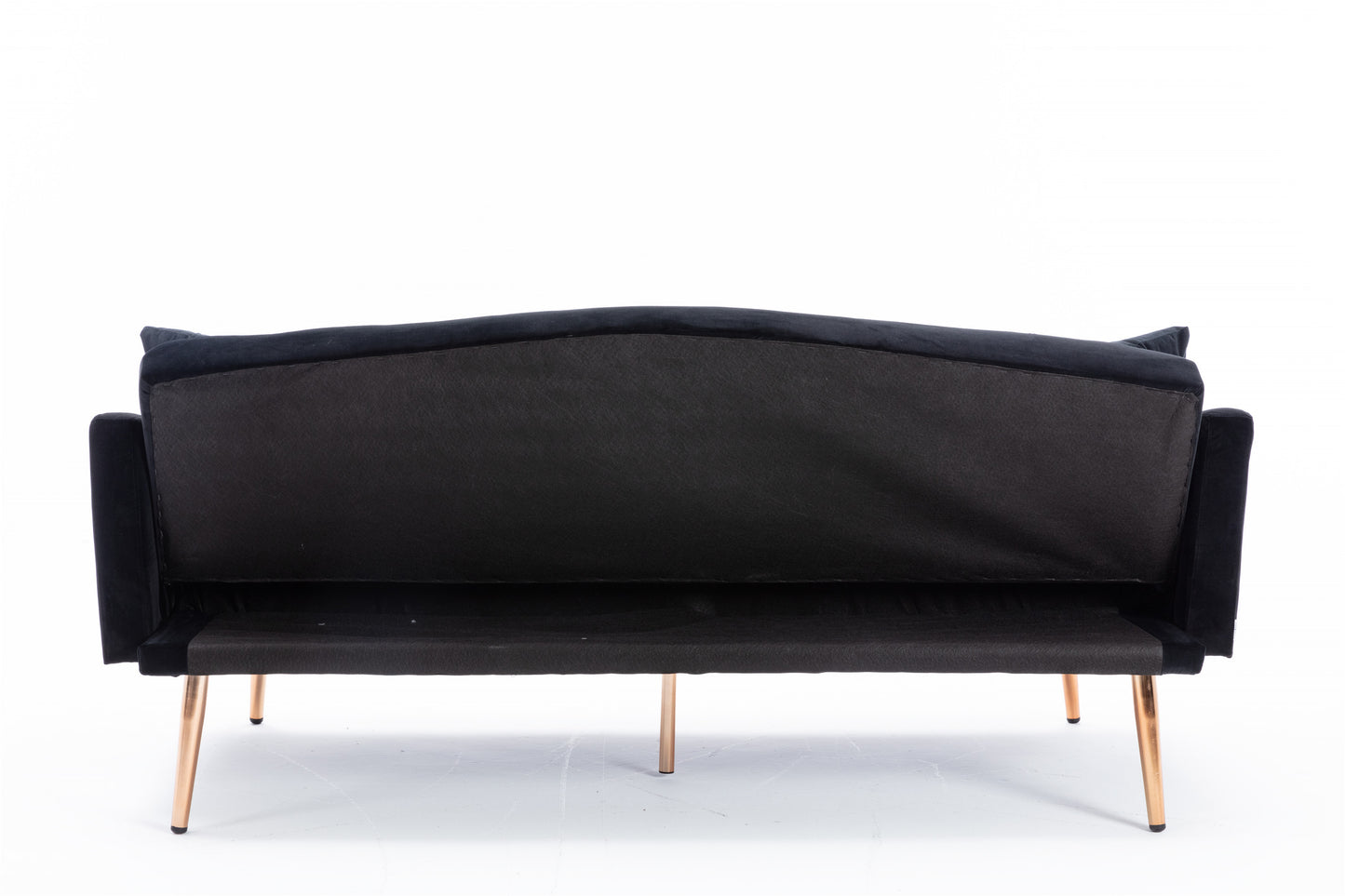 Velvet Sofa: Stainless Feet, Black Color - Accent Loveseat Sofa.