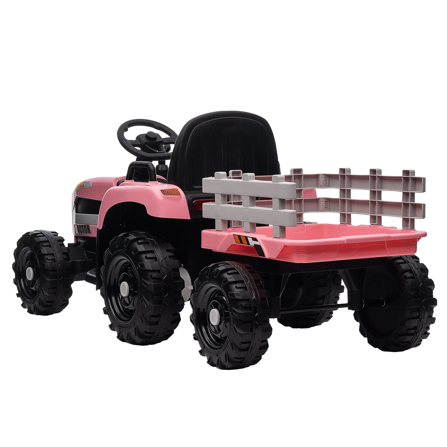 12V Battery Powered Ride on Tractor with Trailer: Remote Control, Three-Speed Adjustable, Power Display, USB, MP3, Bluetooth, LED Light, Two-Point Safety Belt, Perfect for Kids, Color Options Available