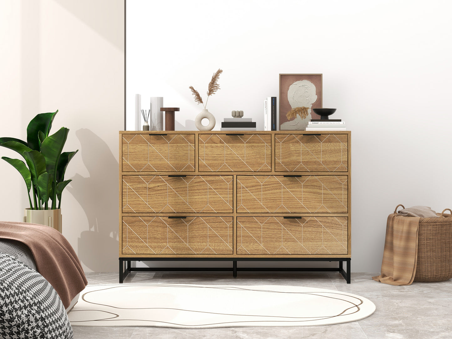 Modern 7 Drawer Dresser Wood Cabinet Spacious Storage Solution
