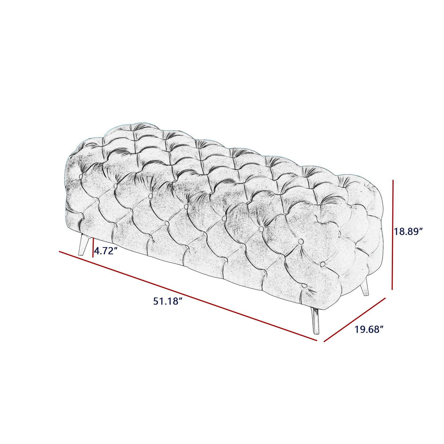 Button-Tufted Ottoman Bench, Upholstered Velvet Footrest Stool Accent Bench for Entryway Living Room Bedroom - Stylish and Comfortable Seating with Plush Velvet Upholstery and Elegant Button-Tufted Design - Available in Various Colors and Sizes