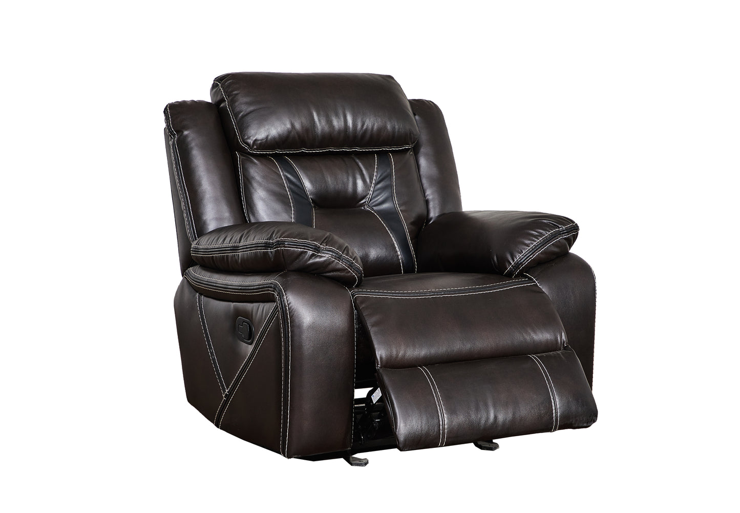 Reclining Upholstered Manual Puller in Faux Leather - Brown 38.58*38.58*40.16: Comfortable and Stylish Seating Solution with Manual Reclining Function and Brown Faux Leather Upholstery