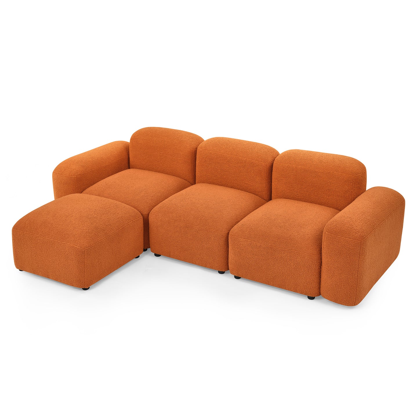 L-Shape Modular Sectional Sofa, DIY Combination, Teddy Fabric, Orange - Comfortable and Stylish Furniture for Your Home