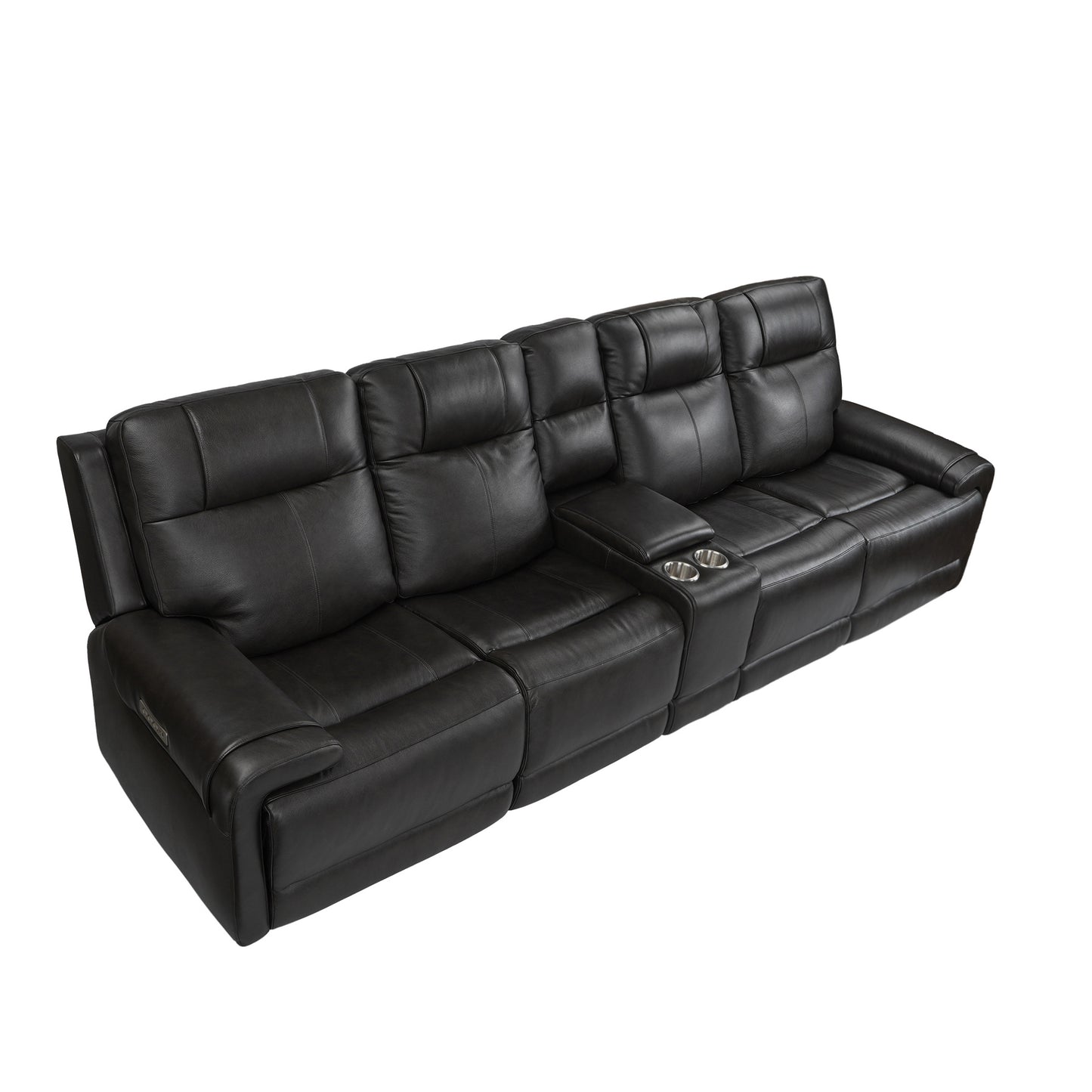 Trevor Triple 4 Seats Power Sofa with Console | Genuine Leather | Lumbar Support | Adjustable Headrest | USB & Type C Charge Port | Armless Chair | Triple Power Control | Various Colors & Sizes Available