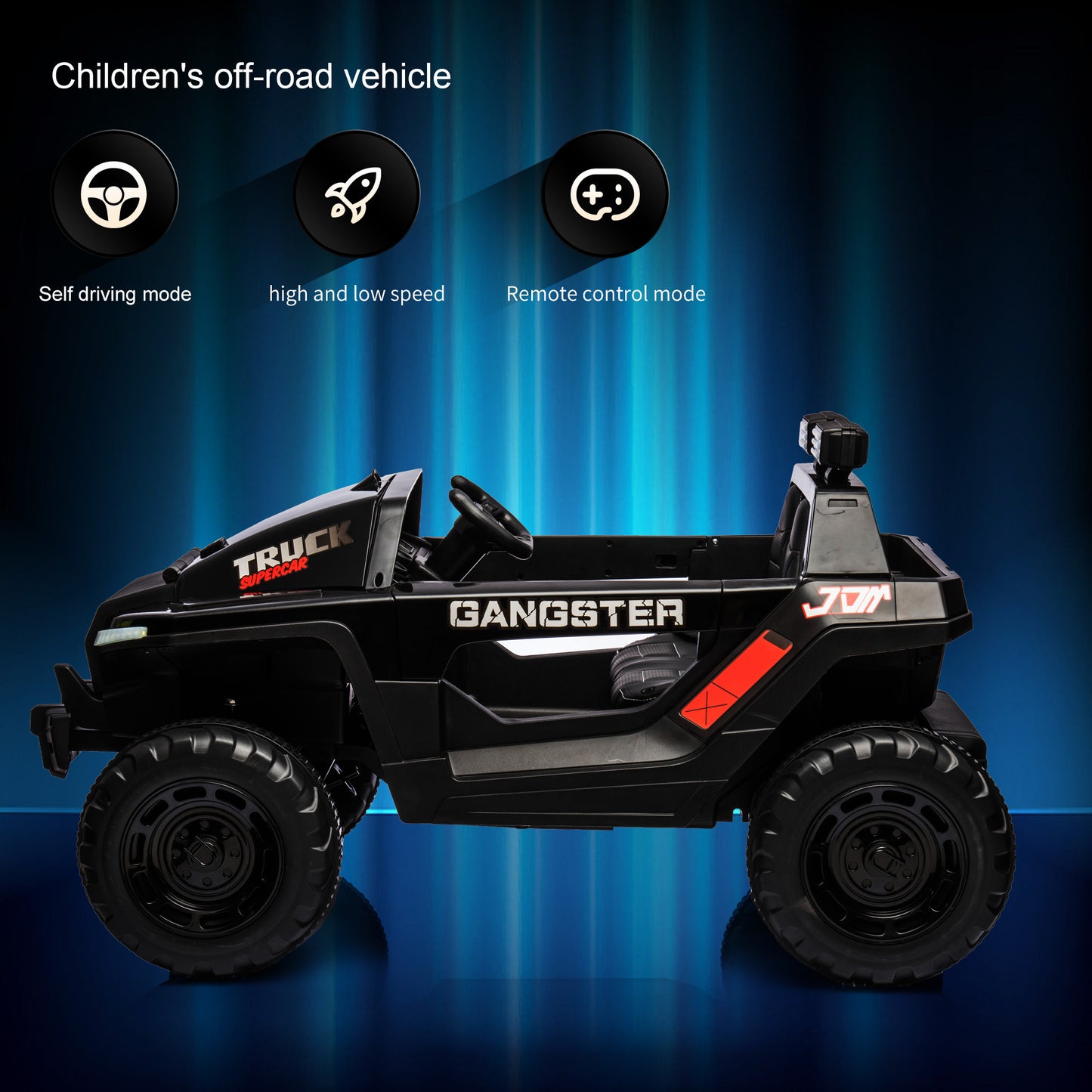 24V7A 200W*2 Super Power Leather Seat Four-Wheel Shock Absorber with High & Low Speed USB Bluetooth Music Kids Ride-On Car: Electric Car for Children