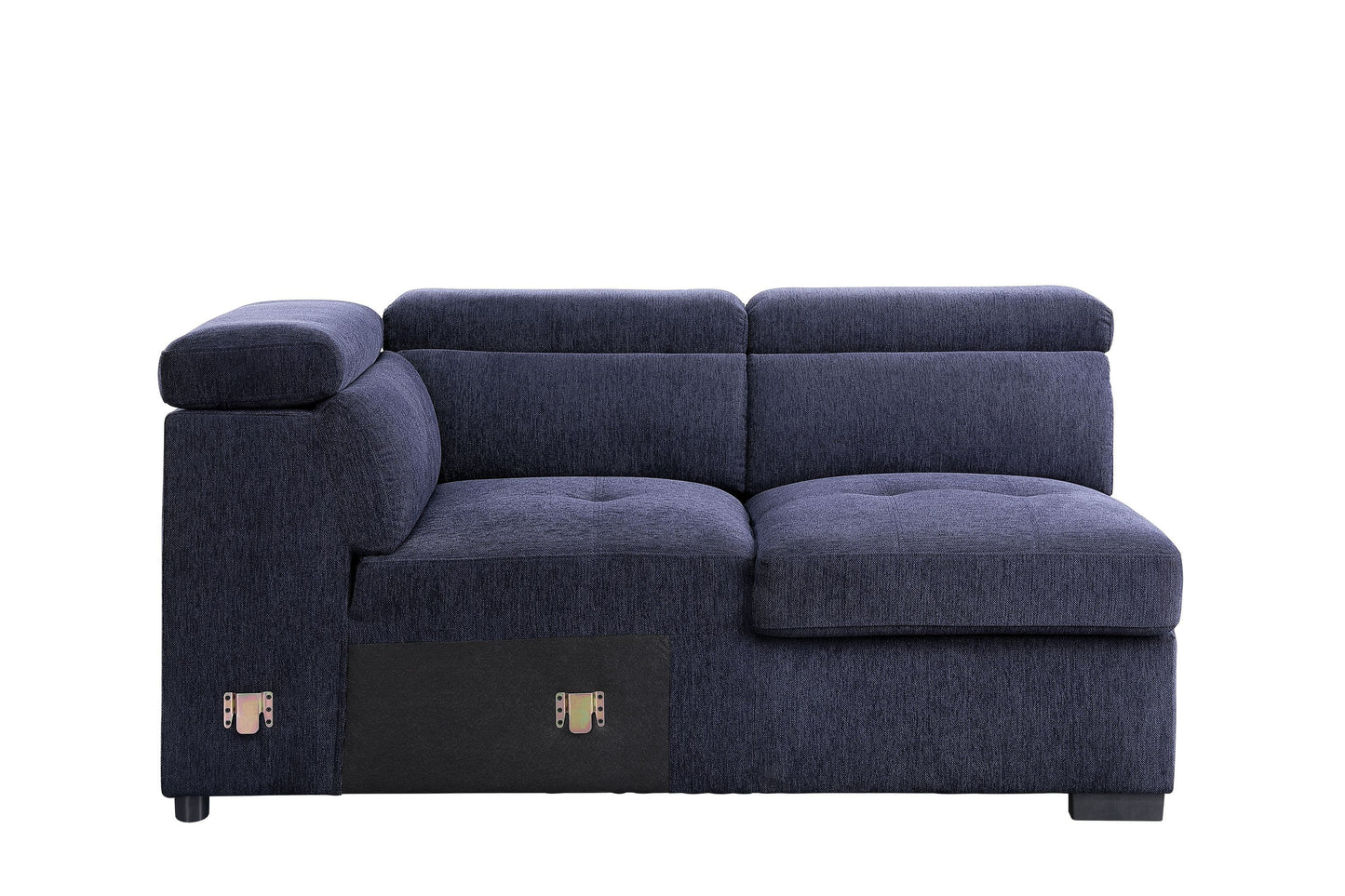 Navy Blue Fabric Sleeper Sectional Sofa and Ottoman: ACME Nekoda Storage, Comfortable, Stylish, Spacious - 55520