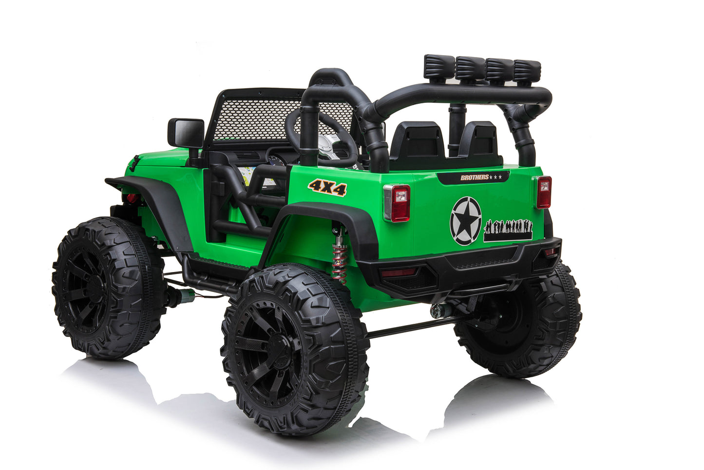 24vJEEP Double Drive Children Ride-on Car - 200W*2 Battery, Parent Remote Control, Electron Assisted Steering Wheel, Foot Pedal, LED Lights, Music Board (USB/Bluetooth/MP3/Volume) - Red/Blue/Green, Various Sizes Available