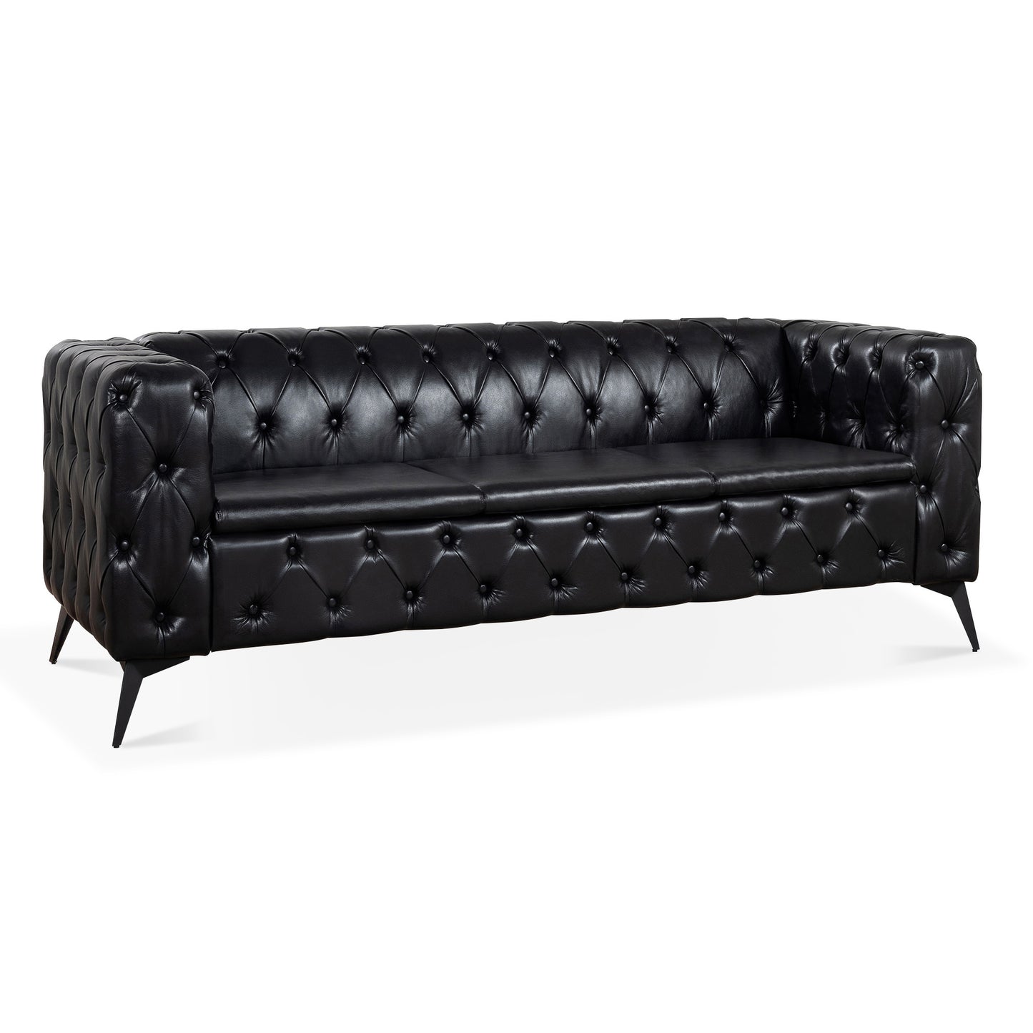 Traditional Square Arm Removable Cushion 3 Seater Sofa, 84.06" Width, Various Colors
