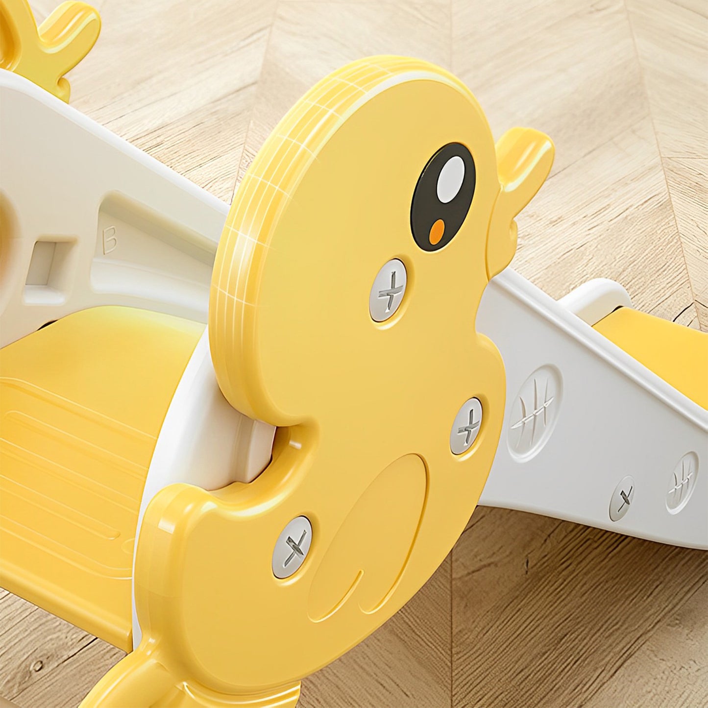 Kid Slide for Toddler Age 1-3: Indoor & Outdoor Yellow Plastic Slide for Pet Ducks - Playground Climber Slide
