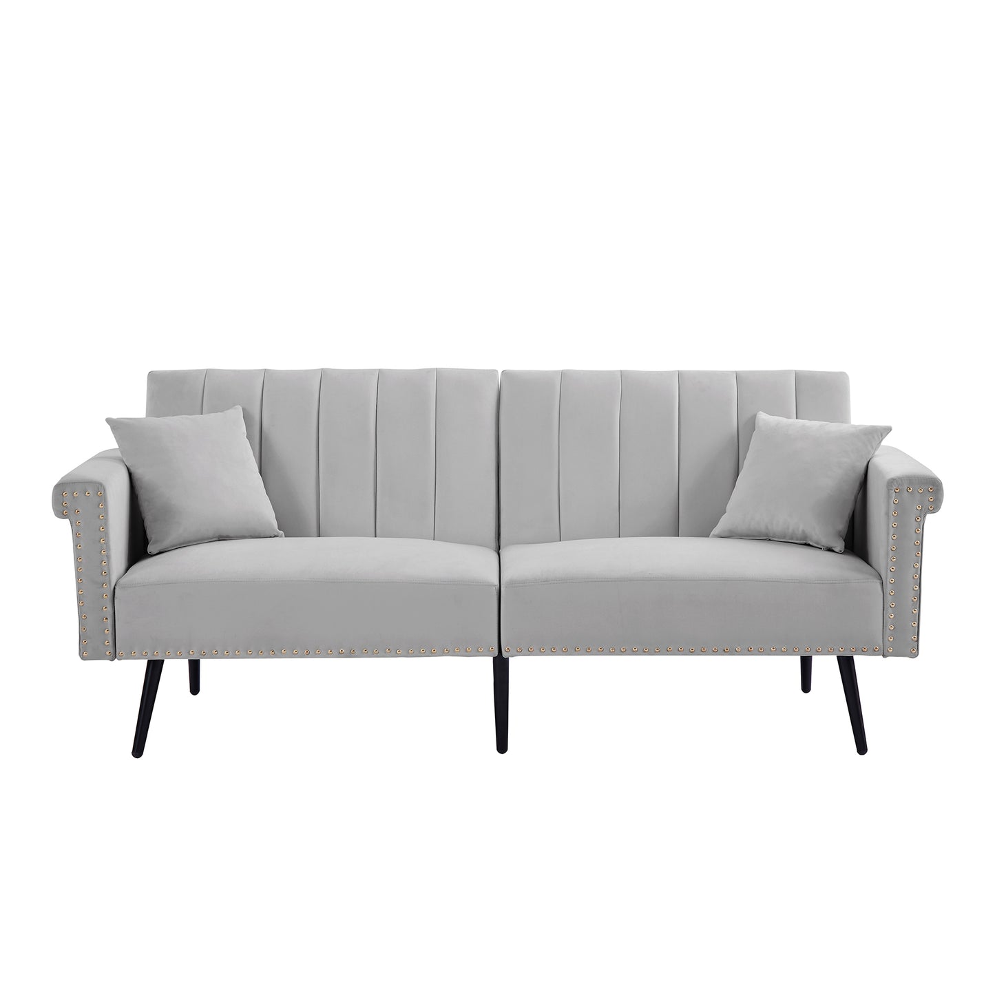 Grey Velvet Loveseat Sofa Bed - Comfortable and Stylish Convertible Furniture for Small Spaces - Queen Size Sleeper Sofa with Soft Velvet Upholstery