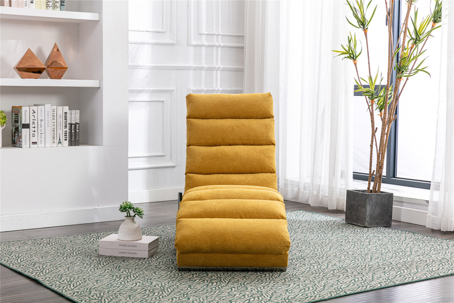 Linen Chaise Lounge Indoor Chair: Modern Long Lounger for Office or Living Room - COOLMORE.