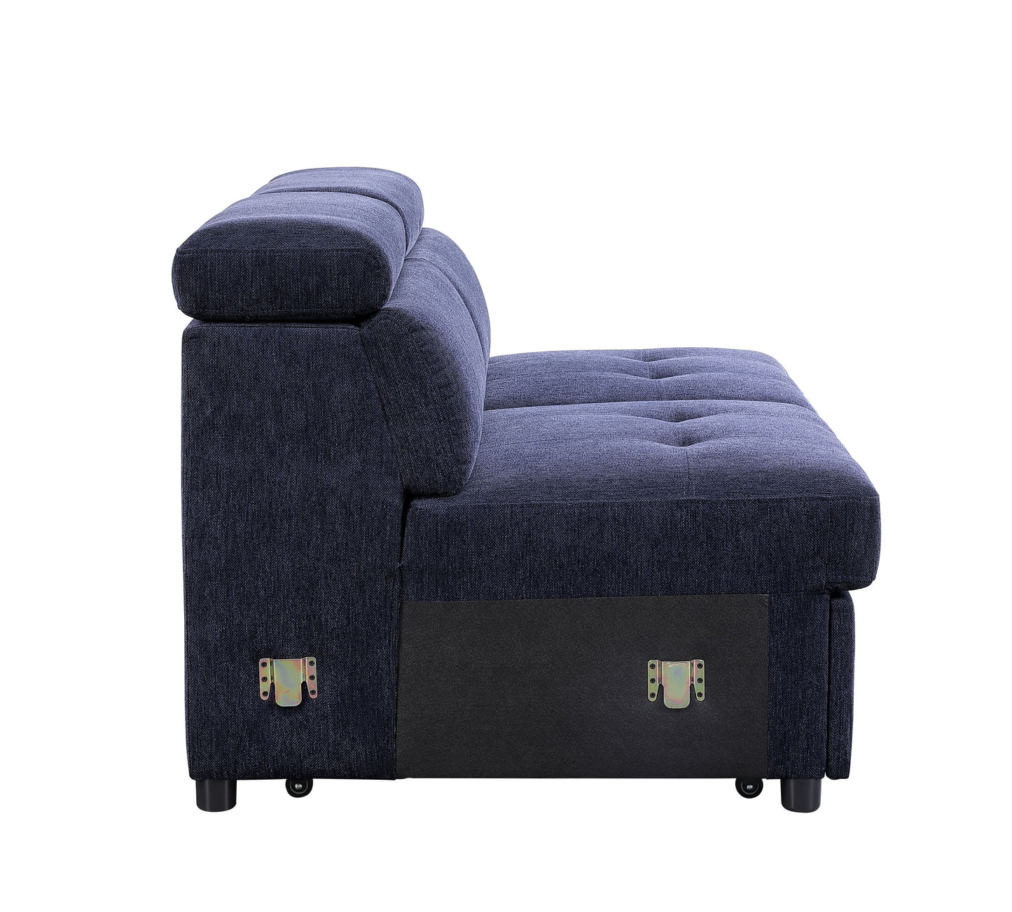 Navy Blue Fabric Sleeper Sectional Sofa and Ottoman: ACME Nekoda Storage, Comfortable, Stylish, Spacious - 55520
