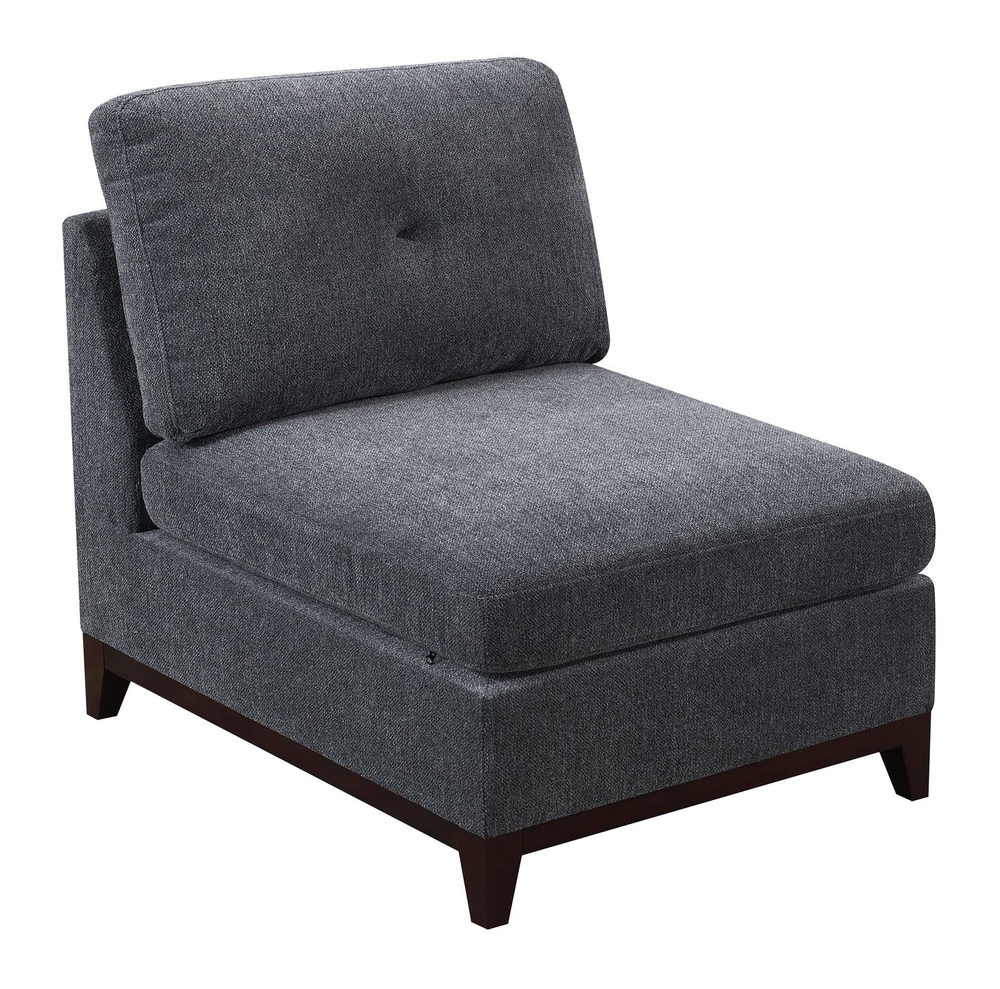 Ash Grey Chenille Fabric Modular Sectional 6pc Set Living Room Furniture Corner L-Sectional Couch with 2 Corner Wedges, 2 Armless Chairs, and 2 Ottomans - Tufted Back, Exposed Wooden Base