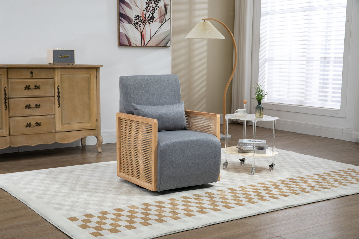 Modern Comfortable Upholstered Accent Chair with Ottoman for Living Room, Bedroom - COOLMORE - Linen - Various Colors and Sizes