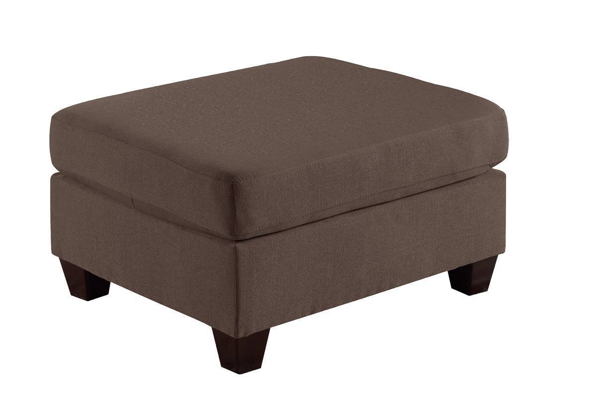 Modular Sectional 6pc Set Living Room Furniture - L-Sectional in Black Coffee Linen Like Fabric - 2 Corner Wedge, 2 Armless Chairs, and 2 Ottomans