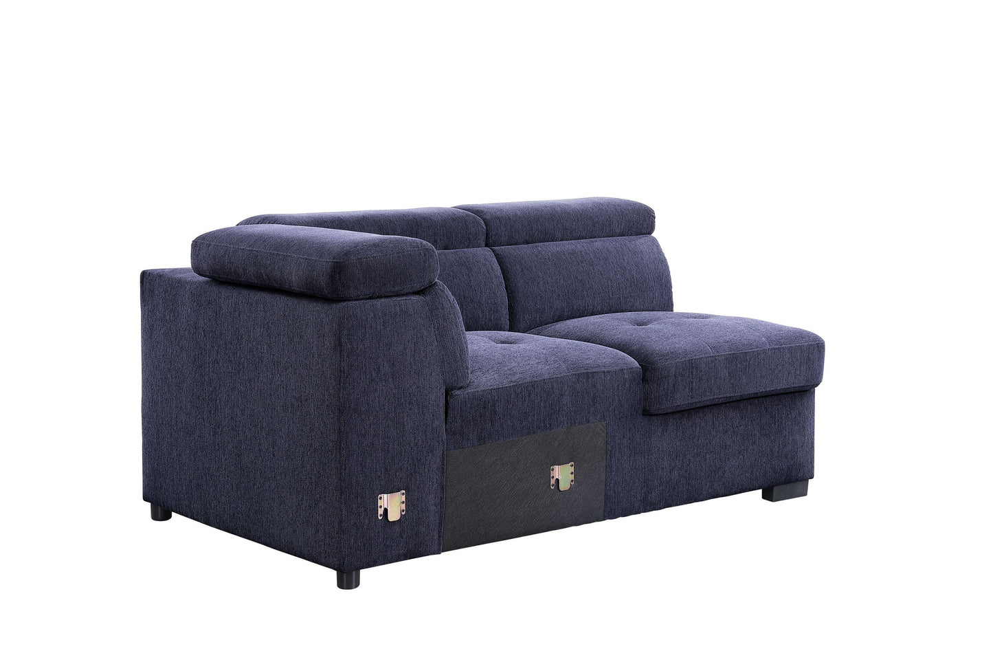 Navy Blue Fabric Sleeper Sectional Sofa and Ottoman: ACME Nekoda Storage, Comfortable, Stylish, Spacious - 55520