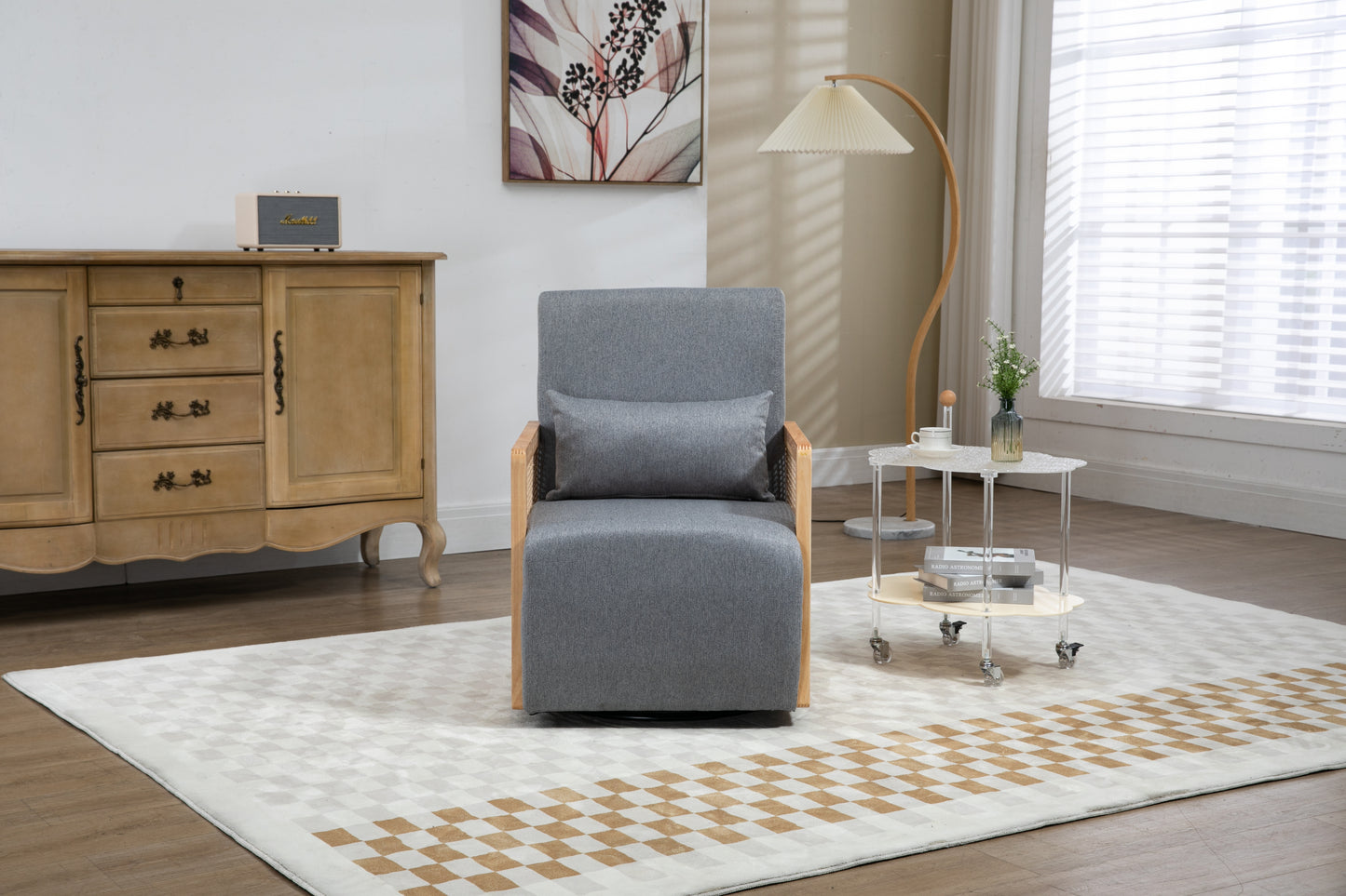 Modern Comfortable Upholstered Accent Chair with Ottoman for Living Room, Bedroom - COOLMORE - Linen - Various Colors and Sizes