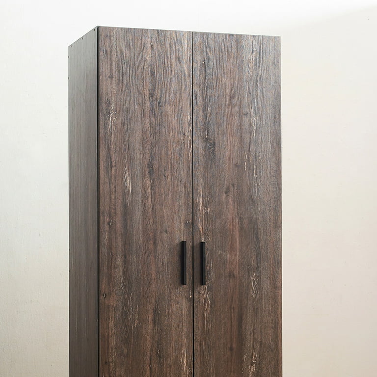 Klair Living Two-Door Wood Closet with One Shelf in Rustic Gray