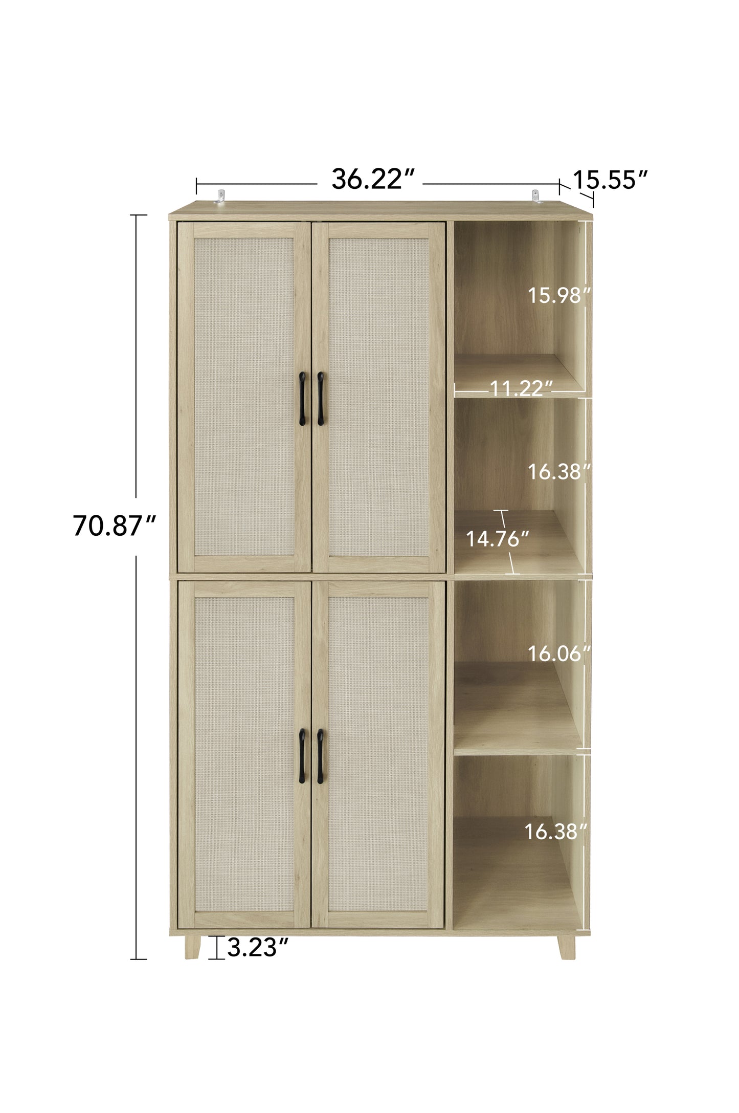 4 Door Cabinet with 4 Adjustable Shelves Storage Cabinet 72" Tall