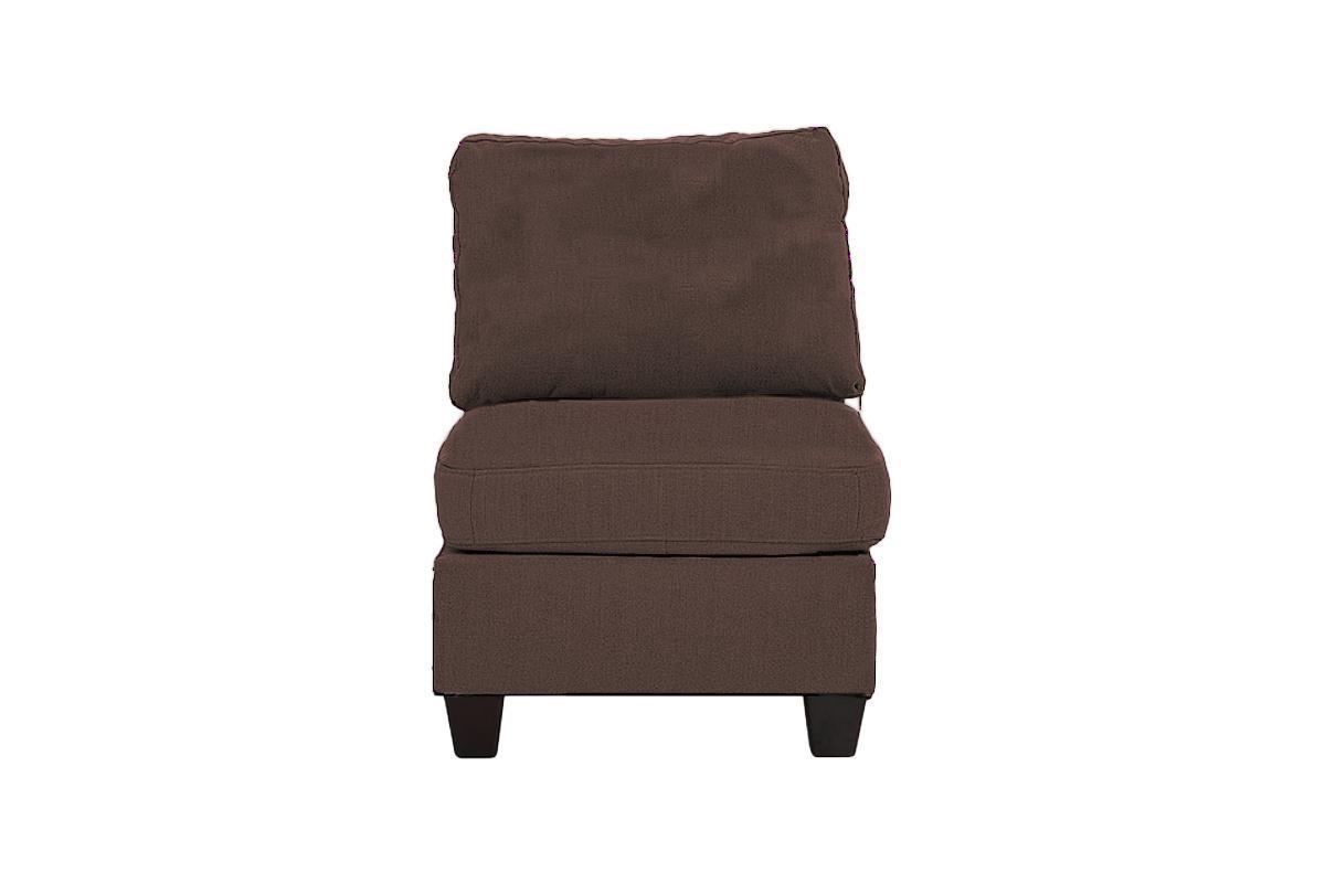 Modular Sectional 6pc Set Living Room Furniture - L-Sectional in Black Coffee Linen Like Fabric - 2 Corner Wedge, 2 Armless Chairs, and 2 Ottomans
