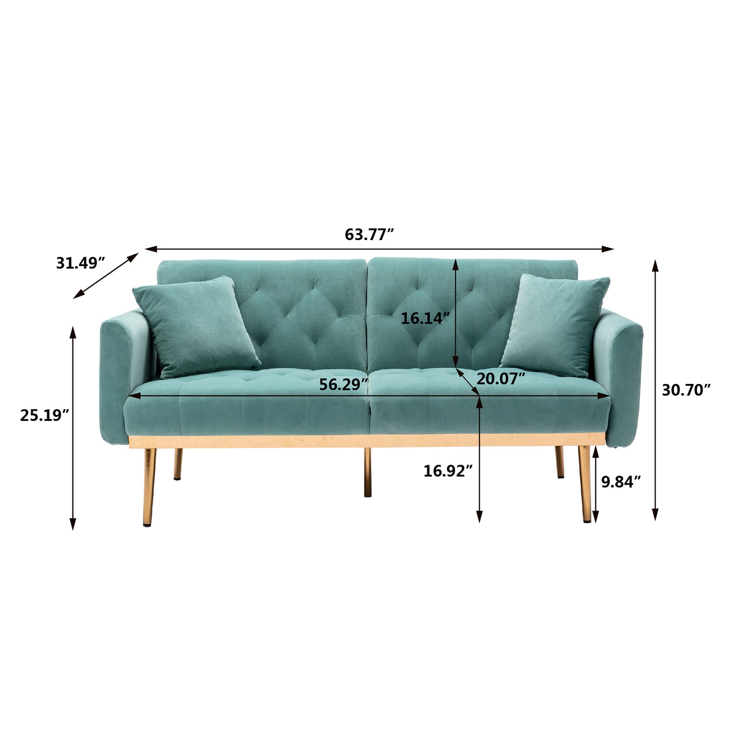COOLMORE Velvet Sofa: Accent Loveseat with Rose Gold Metal Feet - Stylish and Luxurious Furniture for Any Space