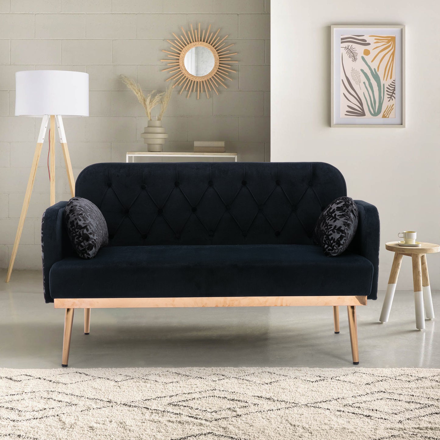 COOLMORE Velvet Sofa: Metal Feet Accent Loveseat Sofa