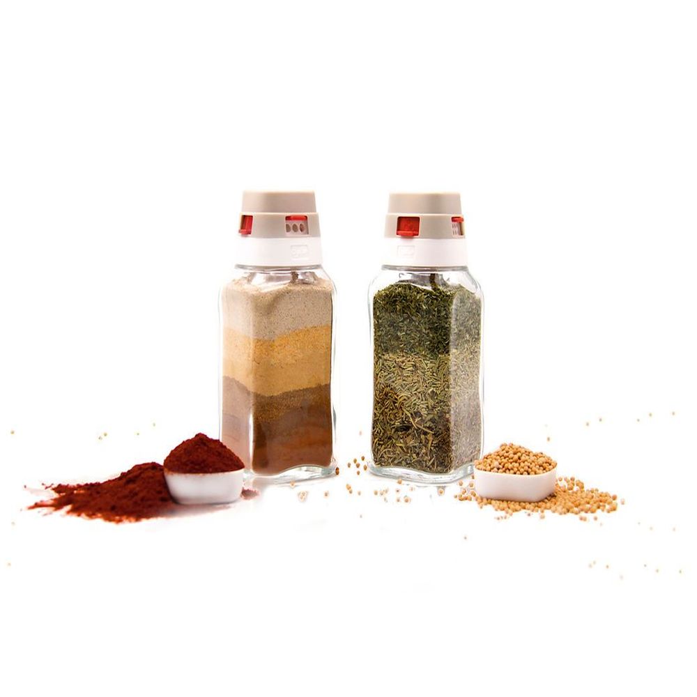Multi-Spout Spice Jar with Measurement Cap - Convenient Storage for Multiple Spices, Easy Pouring and Accurate Measurements