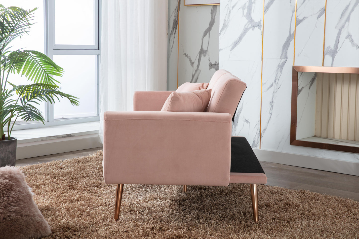 COOLMORE Velvet Sofa: Accent Loveseat with Rose Gold Metal Feet - Stylish and Luxurious Seating in Unique Color Options!