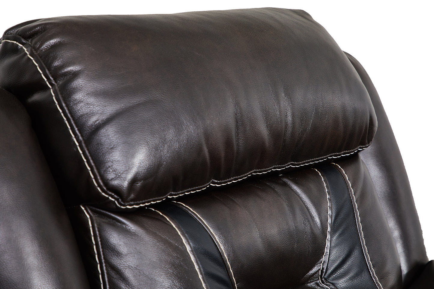Reclining Upholstered Manual Puller in Faux Leather: Brown, 85.83"x38.58"x40.16"