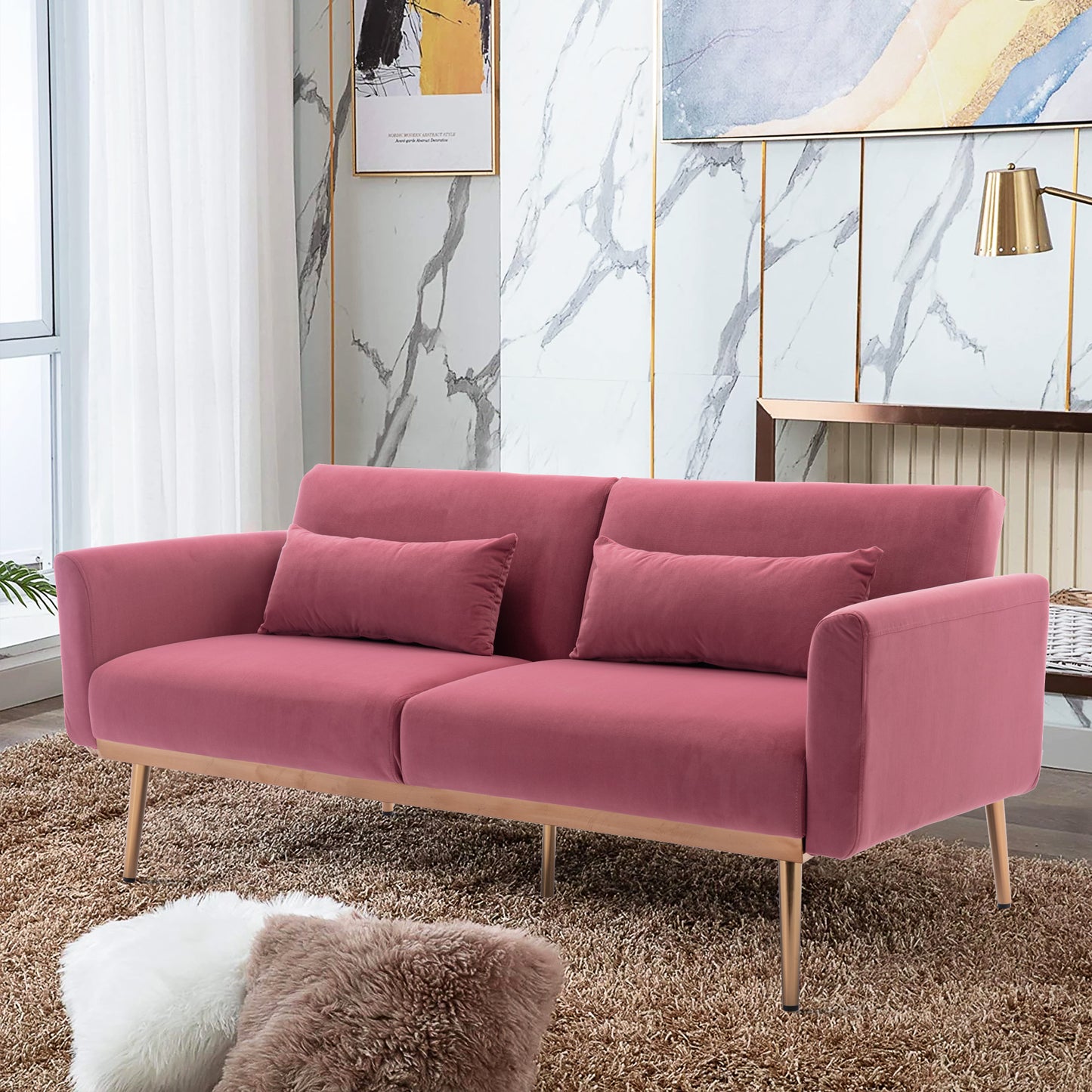 COOLMORE Velvet Sofa - Accent Loveseat with Metal Feet | Stylish and Comfortable Furniture for Your Living Space | Available in Various Colors and Sizes