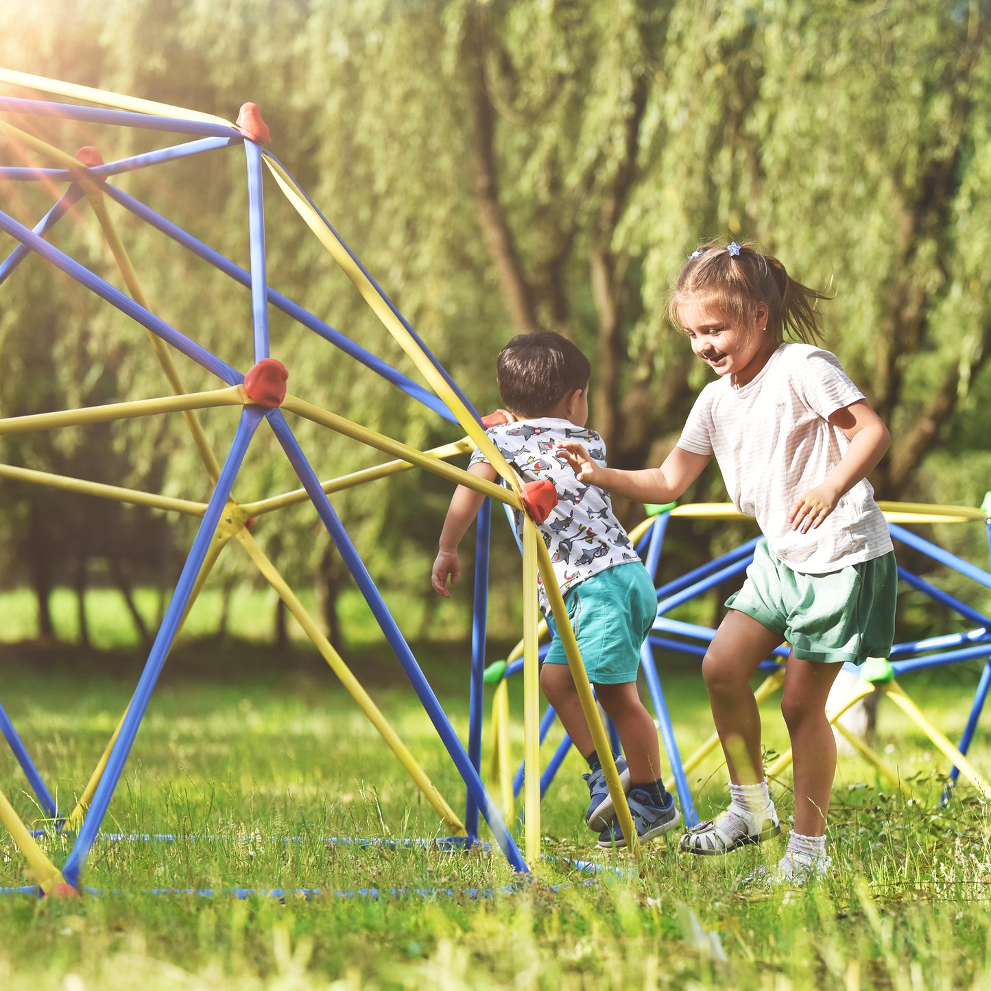 Kids Climbing Dome Jungle Gym - 10 ft Geometric Playground Dome Climber Play Center: Rust & UV Resistant Steel, Supports 1000 LBS
