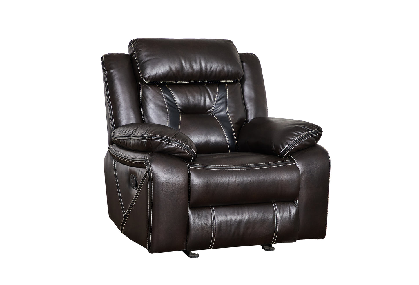 Reclining Upholstered Manual Puller in Faux Leather - Brown 38.58*38.58*40.16: Comfortable and Stylish Seating Solution with Manual Reclining Function and Brown Faux Leather Upholstery
