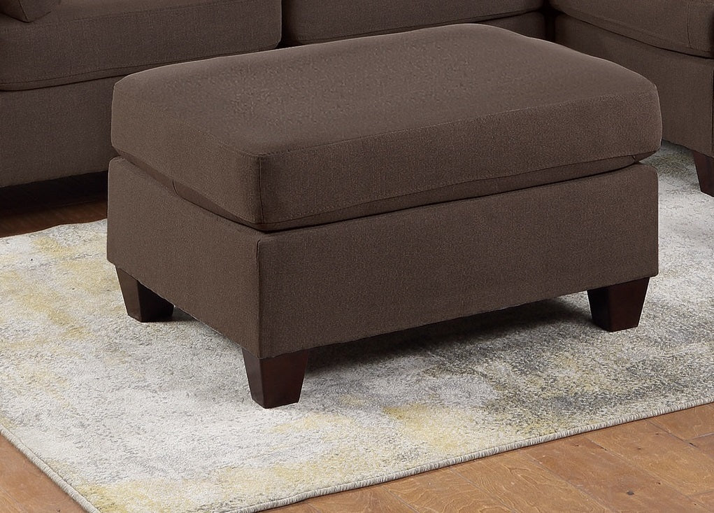 Modular Sectional 6pc Set Living Room Furniture - L-Sectional in Black Coffee Linen Like Fabric - 2 Corner Wedge, 2 Armless Chairs, and 2 Ottomans