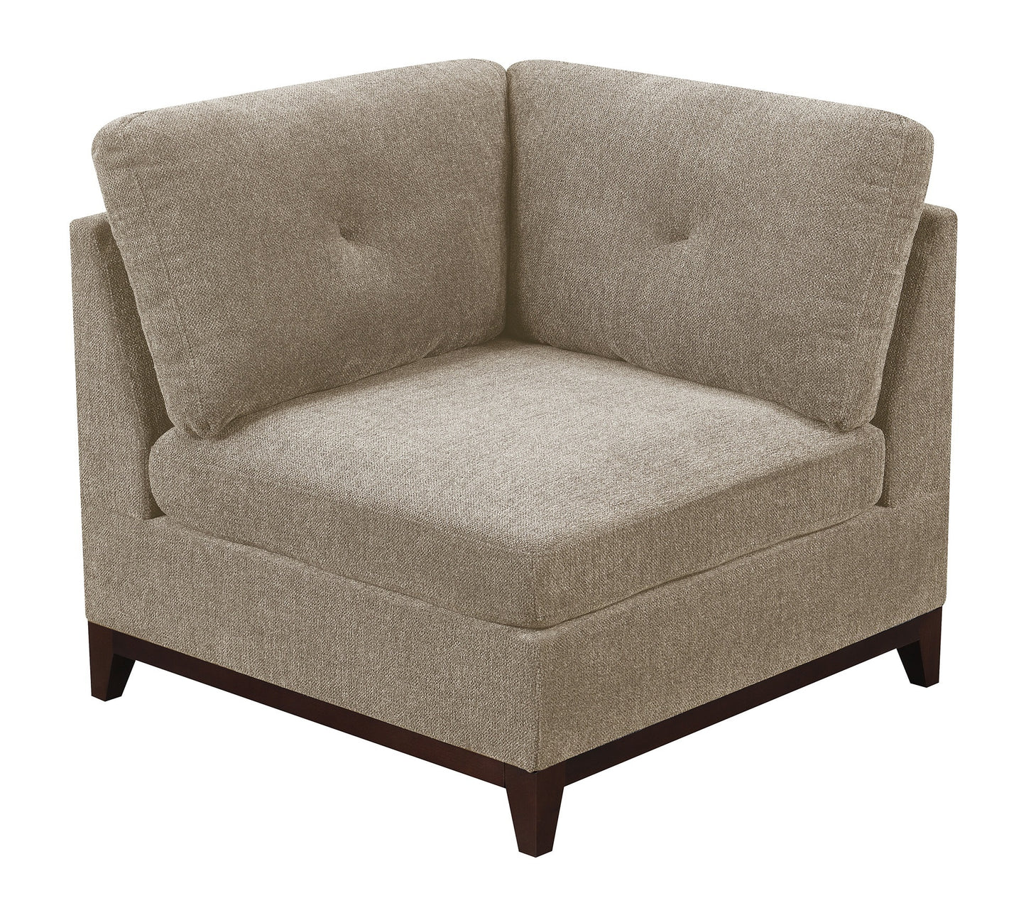 Camel Chenille Fabric Modular Sectional 6pc Set - Corner Sectional Couch with 3x Corner Wedge, 2x Armless Chairs, and 1x Ottoman Tufted Back - Living Room Furniture