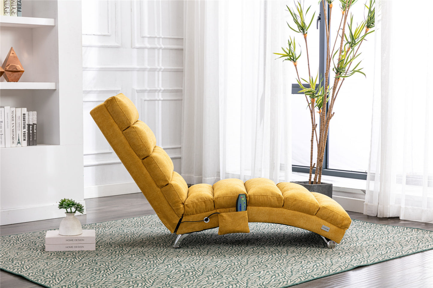 Linen Chaise Lounge Indoor Chair: Modern Long Lounger for Office or Living Room - COOLMORE.