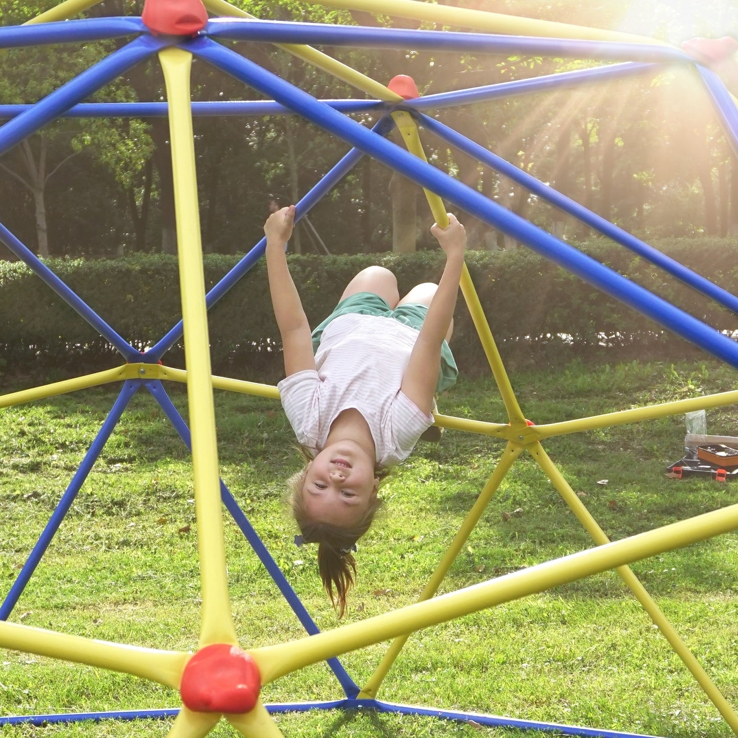 Kids Climbing Dome Jungle Gym - 10 ft Geometric Playground Dome Climber Play Center: Rust & UV Resistant Steel, Supports 1000 LBS