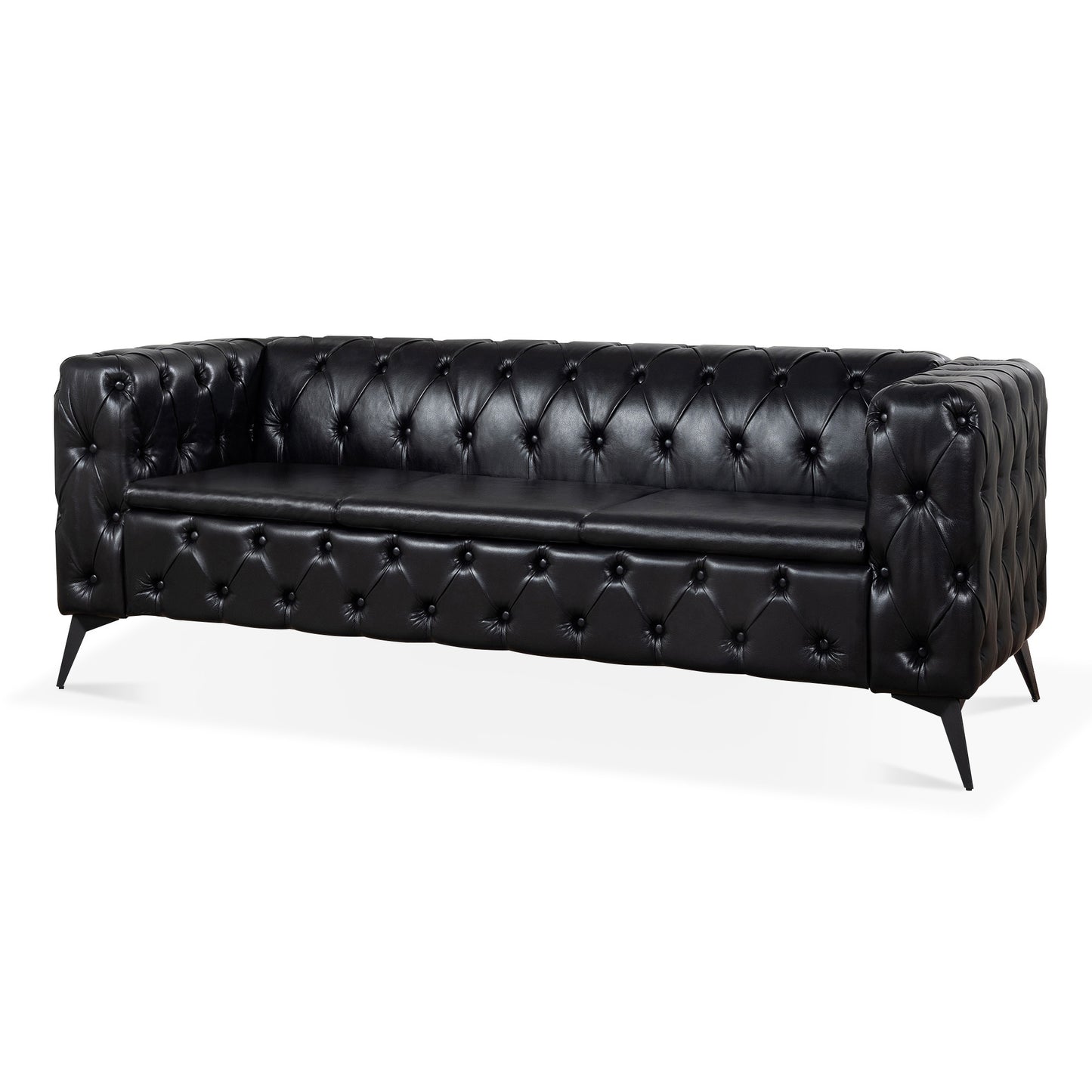 Traditional Square Arm Removable Cushion 3 Seater Sofa, 84.06" Width, Various Colors