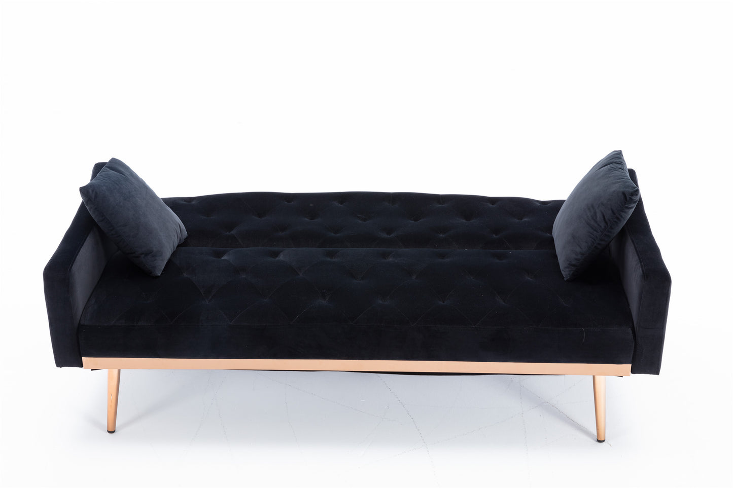 Velvet Sofa: Stainless Feet, Black Color - Accent Loveseat Sofa.