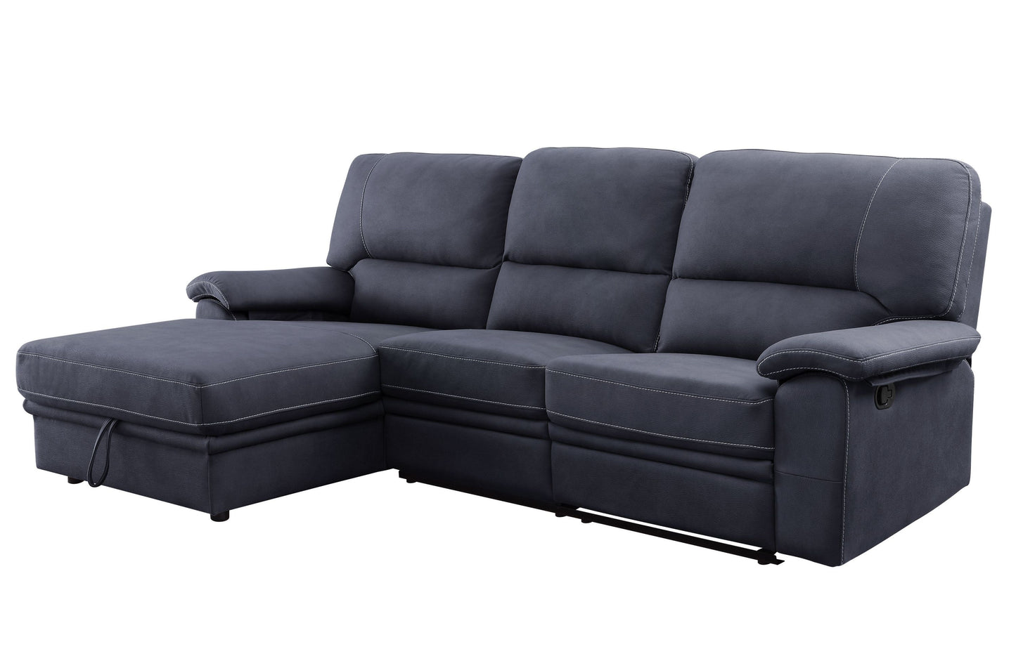 Trifora Reclining Storage Sectional Sofa: Dark Gray Fabric, ACME 51605