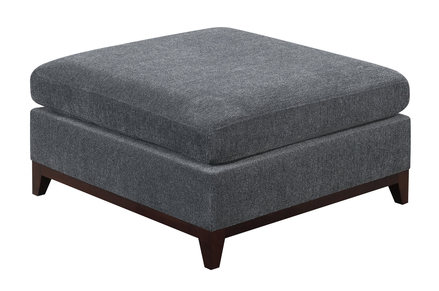 Ash Grey Chenille Fabric Modular Sectional 6pc Set Living Room Furniture Corner L-Sectional Couch with 2 Corner Wedges, 2 Armless Chairs, and 2 Ottomans - Tufted Back, Exposed Wooden Base