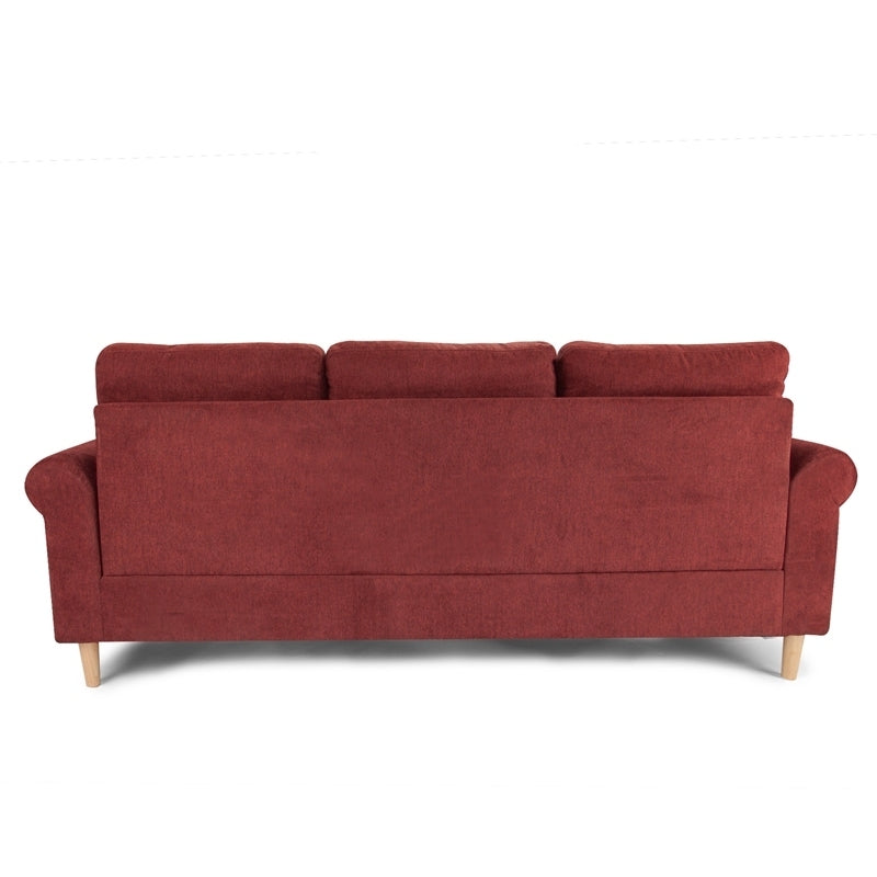 Paparika Red Polyfiber Reversible Sectional Sofa Set with Chaise, Pillows, Plush Cushion, and Nailheads - Luxurious Comfort for Your Living Space