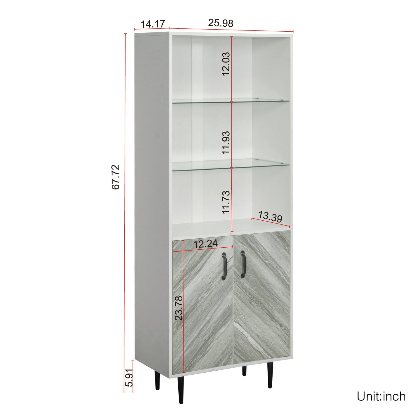 Cabinet with 2 Doors &3 open shelves Modern, Freestanding Sideboard Storage Cabinet Entryway Floor buffet storage for Living Room Office Bedroom